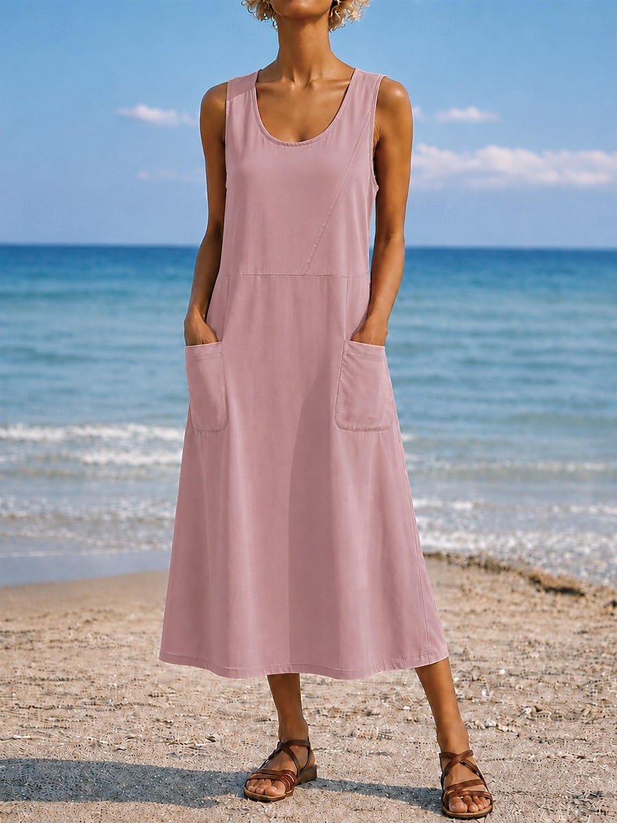 Per donna Abito maxi Abito a Tubino Vestito Estivo Casual Quotidiano Vestibilità comoda Semplice Senza Maniche Girocollo Blu Nero Bianco Verde chiaro Estate Primavera Autunno del 2026 a $21.99 –P9