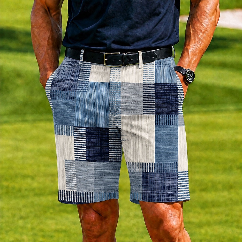 Per uomo Geometrico Plaid Color-blocking Bermuda Pantaloncini casual Pantaloncini da golf Misura del girovita medio Business Casual Lavoro Golf Vacanza al Mare Pantaloncini a vita piatta con 4 tasche del 2026 a $25.99 –P2