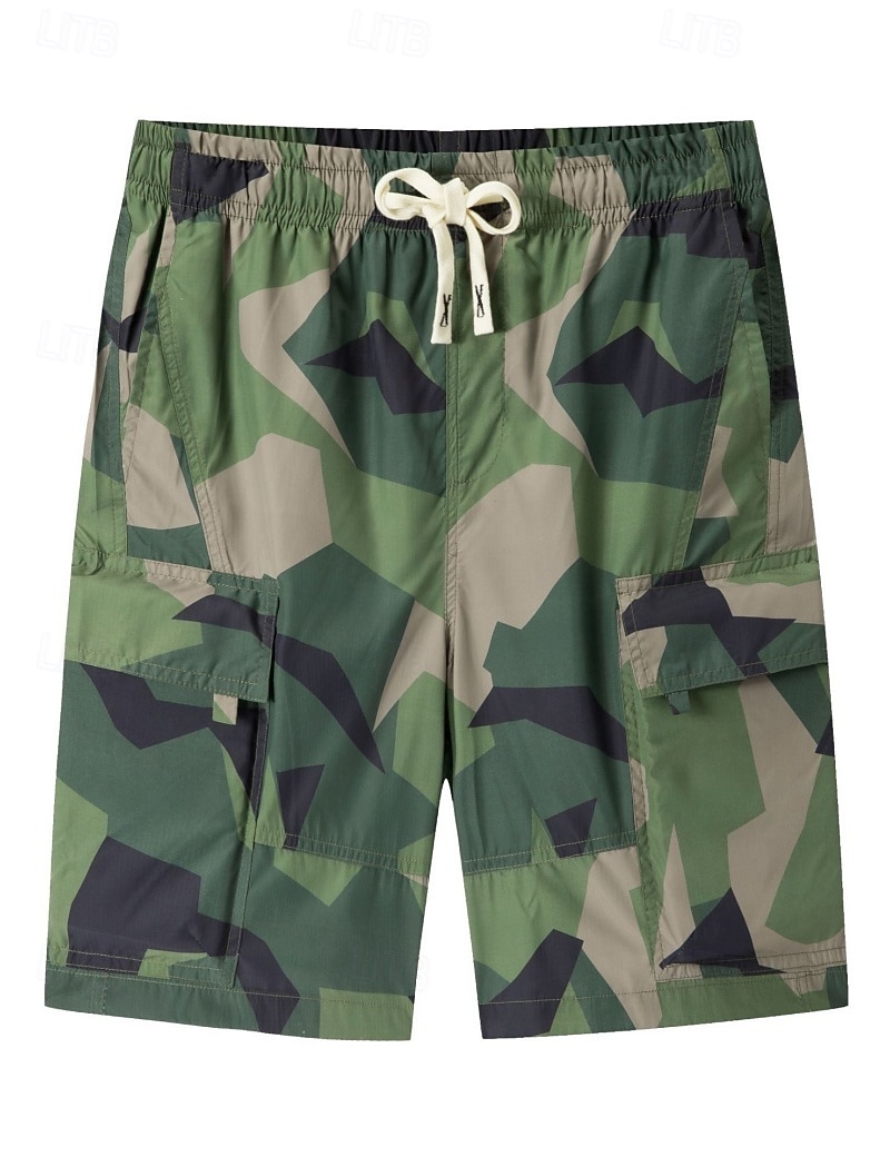 Men's Lightweight Cargo Shorts Comfort Waist Tactical Cargo Shorts Casual Shorts Drawstring Elastic Waist Multi Pocket Camouflage Quick Dry Knee Length Casual Outdoor Streetwear Fashion Streetwear 2026 - $27.99 –P6