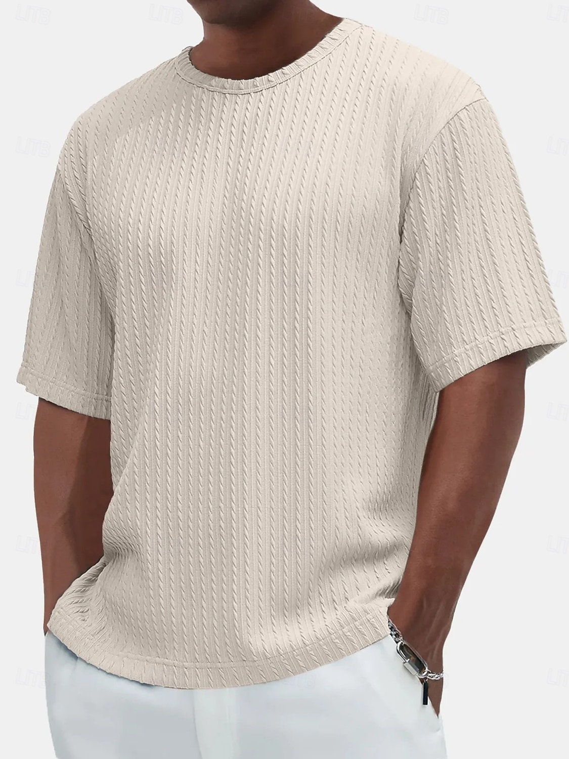 Per uomo Maglietta Maglietta a Maglia a Coste Maniche Corte Girocollo Estate Semplice Testurizzato Striscia di Fossa Moda Designer Essenziale Jacquard Puro Casuale Vacanza Streetwear Blu Nero Verde del 2026 a $20.99 –P4