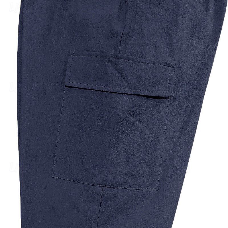 Voor heren Cargohosen Linnen broek Broek Korte broek Zomerbroek Trekkoord Meerdere zakken Elastisch manchet Effen Comfort Ademend Volledige lengte Casual Dagelijks Feestdagen Vakantie Modieus blauw 2026 - $25.99 –P4