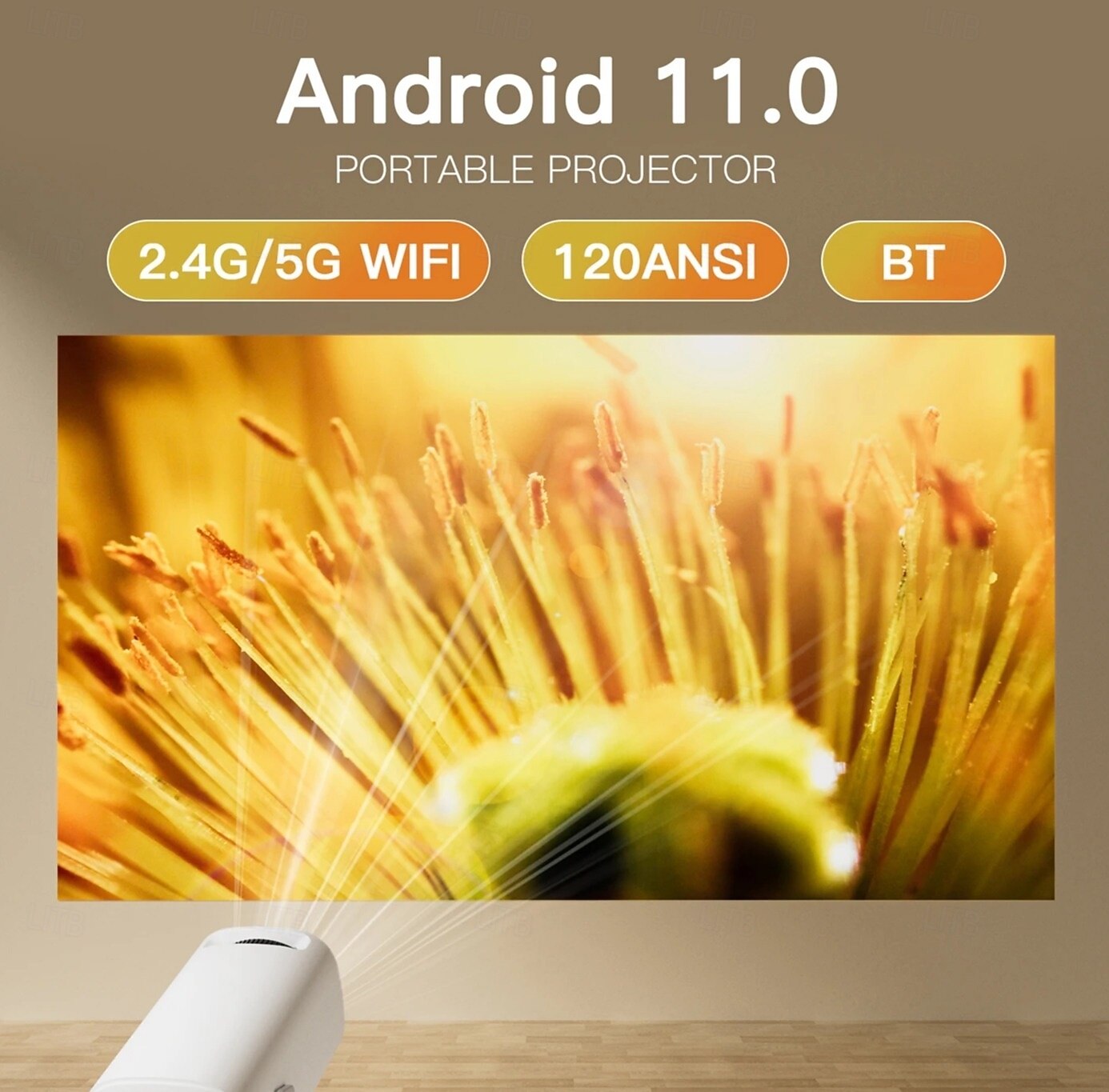 Mini proiettore intelligente con Android 11.0, Wi-Fi 6, Bluetooth, proiettore portatile con supporto 1080p, proiettore cinematografico ruotabile a 180 gradi con correzione trapezoidale automatica, proiettore per home cinema per iOS/Android del 2026 a $95.99 –P1