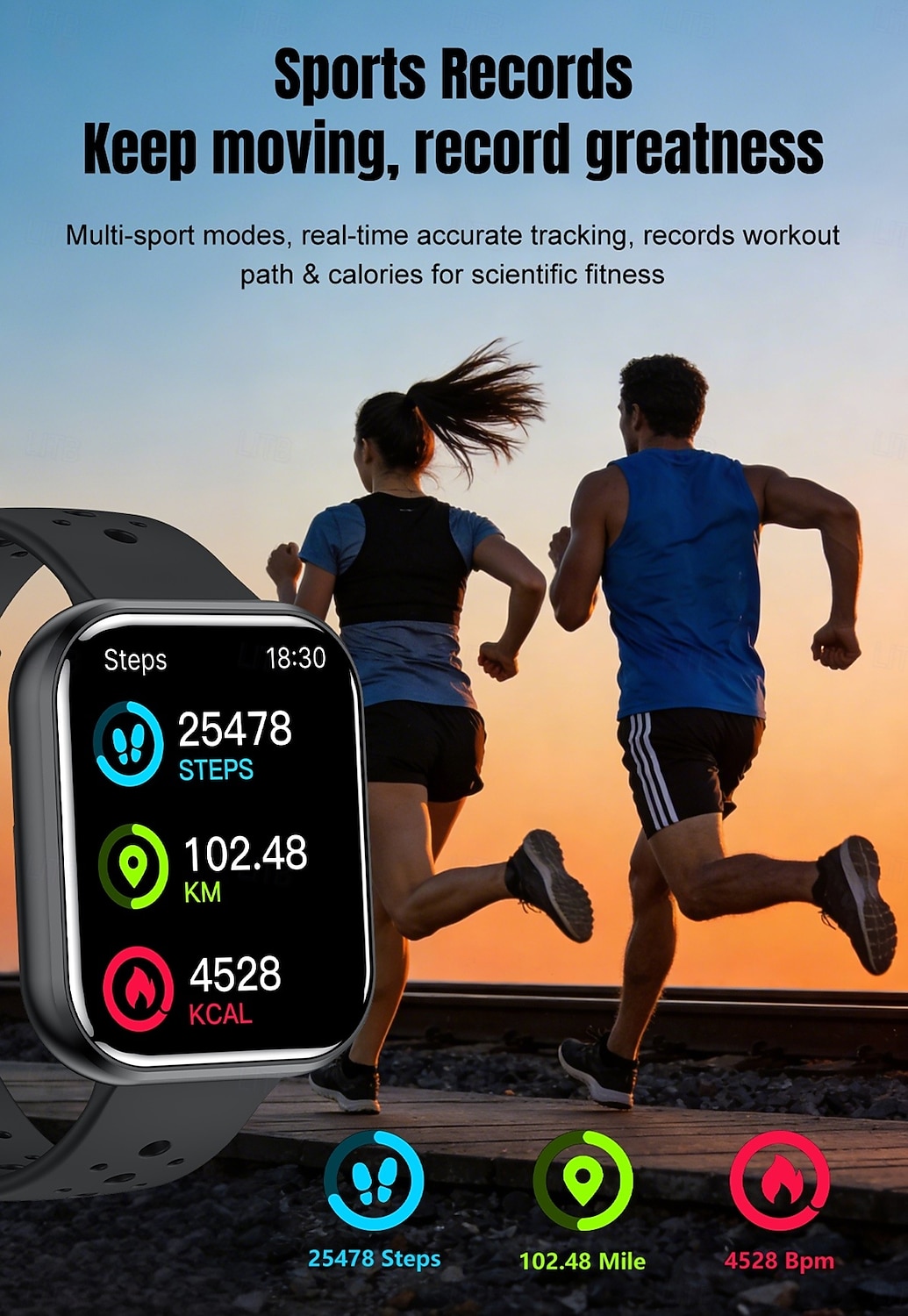 Smartwatch voor mannen en vrouwen, 1,81 inch HD touchscreen fitness tracker met hartslag- en slaapmonitor, Bluetooth-belfunctie, ademende geperforeerde sportband, IP68 waterdicht. 2026 - $19.99 –P6