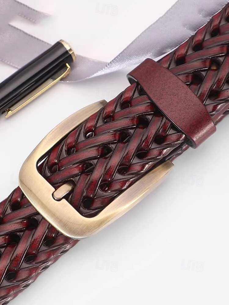 Handgemaakte gevlochten leren herenriem, verstelbare taille, geweven riem van echt leer, geschikt voor casual gelegenheden, zakenreizen en vakanties, in zwart, bruin of koffiekleur. 2026 - $18.99 –P7