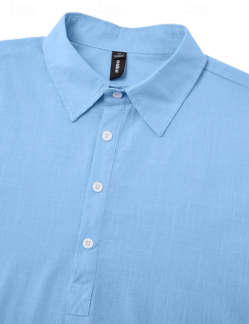 Men's Shirt Linen Shirt Summer Shirt Beach Wear Plain Vacation Casual Black White Blue Khaki Long Sleeve Lapel Spring & Summer Clothing Apparel 2026 - $26.99 –P7