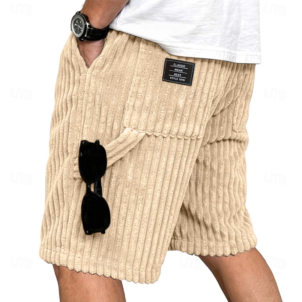 Herren Shorts Sommershorts Freizeitshorts Cordshorts Tasche Elastischer Bund Einfach Texture Komfort Atmungsaktiv Knielang Lässig Outdoor Strand Urlaub Mode Khaki Marineblau Unelastisch 2026 - $27.99 –P2