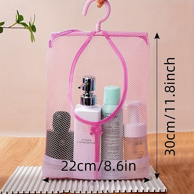 2 bolsas de almacenamiento colgantes de malla para estante de baño, organizador colgante multifuncional transpirable, cesta de almacenamiento de pared para ducha, cocina, lavadero, cosméticos y 2026 - $11.49 –P4