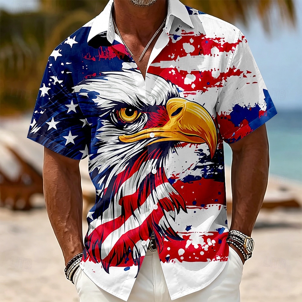 4th of July 2026 250th Men's American US Flag Shirt Summer Shirt Short Sleeve Patriotic Daily Streetwear Summer Spring Turndown 3D Print Button Up Shirts Blue Blue 2# Blue 1# White Red 2026 - $25.99 –P5