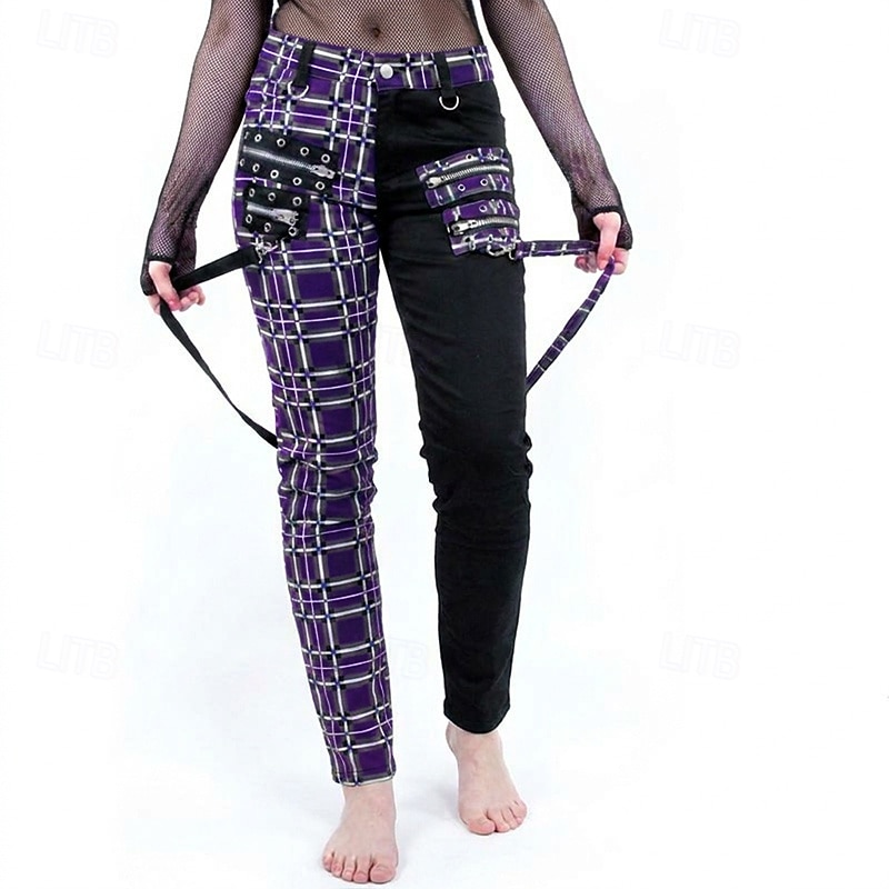 Góticas Punk e gótico Steampunk Comprimento Longo Calças Baile de Máscara Normal Drogador da praga Tamanhos Grandes Xadrez Quadrados Fantasia Mulheres Dia Das Bruxas Carnaval Baile de Máscaras dia de 2026 por $39.99 –P6