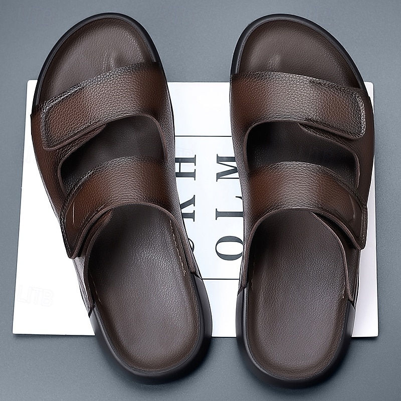 Sandali da uomo marroni, con cinturino regolabile e punta aperta, scarpe casual, comodi sandali estivi per spiaggia, piscina, resort e uso quotidiano. del 2026 a $42.99 –P2