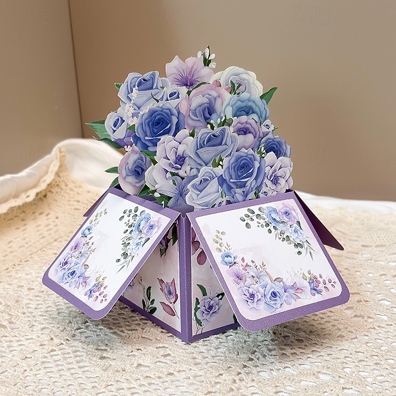 3D-Pop-up-Karte mit lila Rose, große Blumengrußkarte in einer Schachtel für Frauen, Mütter, Ehefrauen, Omas – handgefertigtes Geschenk zum Muttertag, Geburtstag, Jahrestag, als Genesungswunsch, 2026 - $6.99 –P4