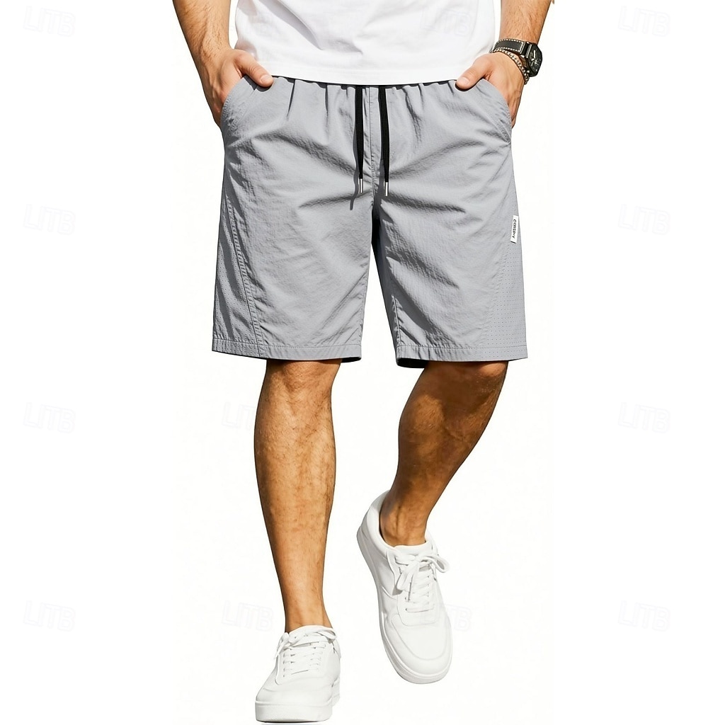 Men's Lightweight Cargo Shorts Comfort Waist Tactical Cargo Shorts Casual Shorts Drawstring Pocket Elastic Waist Plain Quick Dry Knee Length Outdoor Streetwear Daily Wear Fashion Streetwear Black 2026 - $21.99 –P1