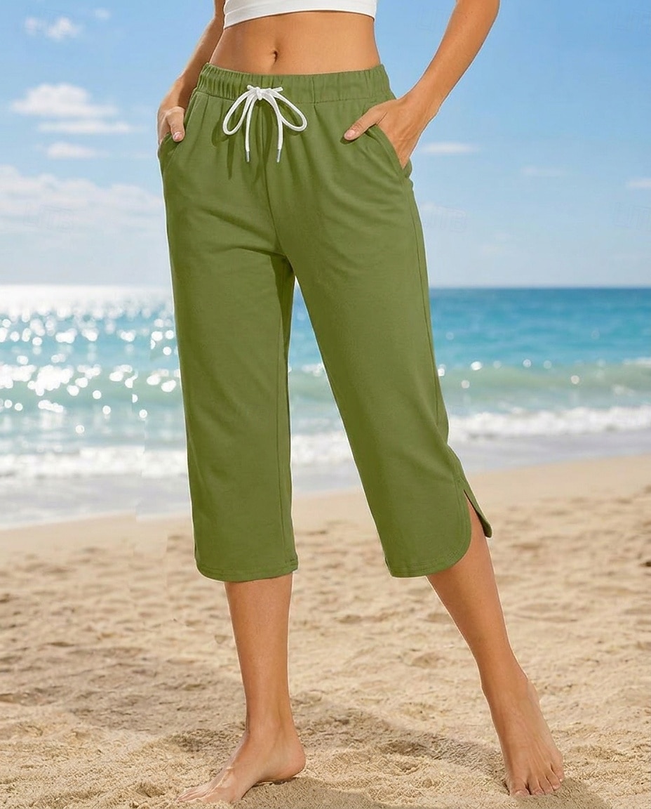 Damen Caprihose Lässig Wadenlang Natürliche Taille Einfach Komfort Hohe Elastizität Urlaub Blau Violett Dunkelblau Pfauenblau Sommer Frühling Normale Passform 2026 - $24.99 –P11