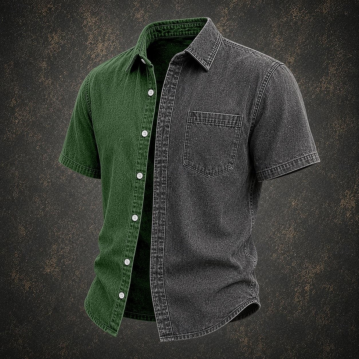 ανδρικό πουκάμισο softfade™ casual πουκάμισο με οξύ βαμμένο μπορντό μωβ χακί στρατιωτικό πράσινο ανοιχτό μπλε κοντομάνικο απλό πουκάμισο γιακάς casual καθημερινά ρούχα κομψό 2026 - $31.99 –P3