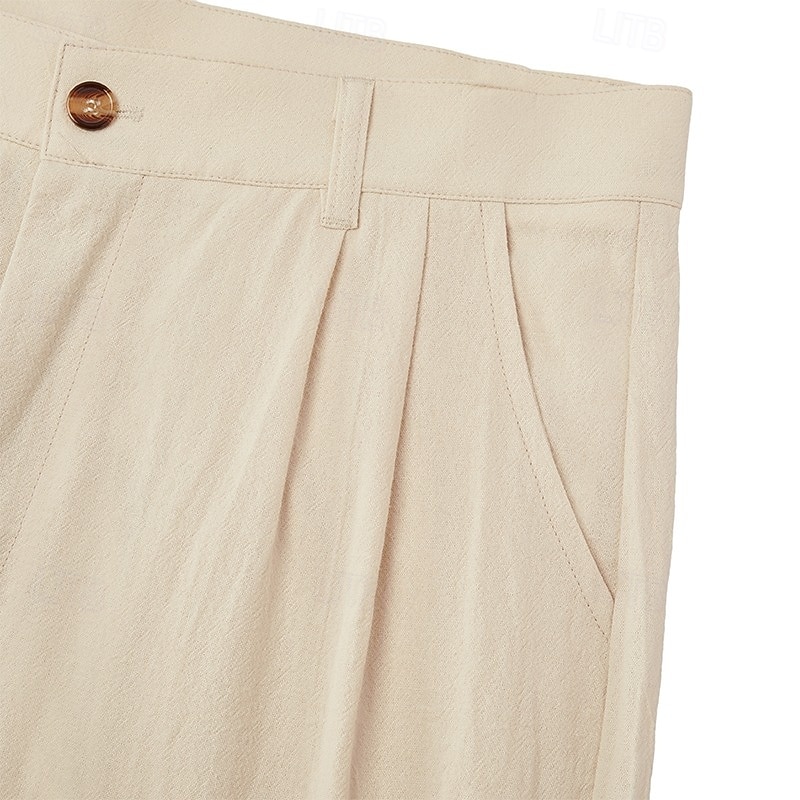 Men's Cotton Linen Pants Trousers Summer Pants Baggy Pants Beach Pants Pleated Pocket Solid Color Comfort Breathable Full Length Casual Daily Outdoor Vacation Fashion Loose Fit Blue White Inelastic 2026 - $29.99 –P7