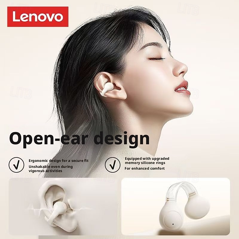 Lenovo ThinkPlus open-ear hoofdtelefoon, Bluetooth 5.4 draadloze clip-on oordopjes met luchtgeleiding, 360° ACS hifi stereo draadloze oordopjes met ENC ruisonderdrukkende microfoon, 24 uur 2026 - $35.99 –P6