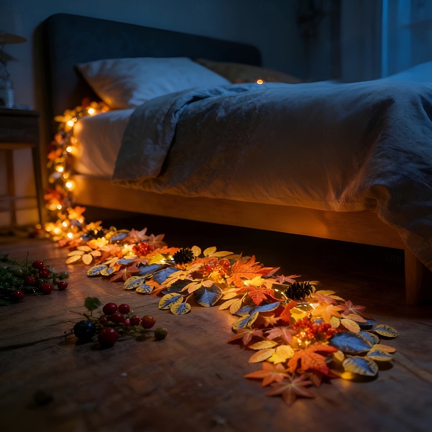 Guirlande lumineuse d'automne en forme de feuilles d'érable, décorations lumineuses d'Halloween avec vigne à baies rouges, guirlande lumineuse LED féérique pour la fête des récoltes, décoration de 2026 ? $23.99 –P12