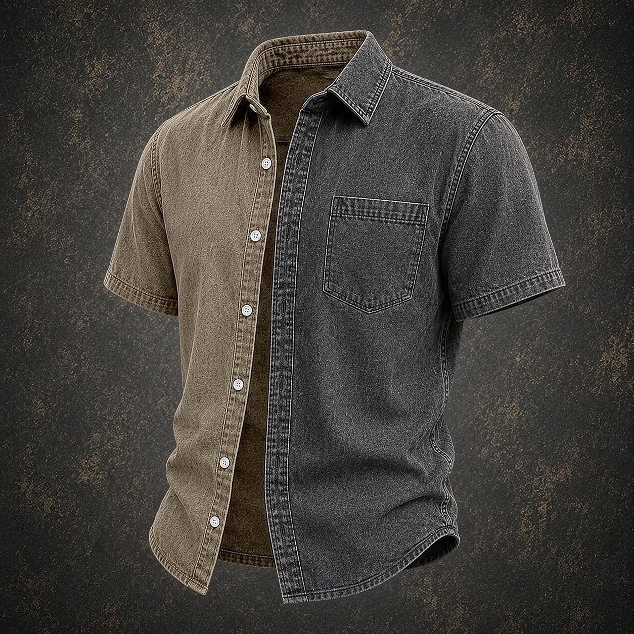 ανδρικό πουκάμισο softfade™ casual πουκάμισο με οξύ βαμμένο μπορντό μωβ χακί στρατιωτικό πράσινο ανοιχτό μπλε κοντομάνικο απλό πουκάμισο γιακάς casual καθημερινά ρούχα κομψό 2026 - $31.99 –P2