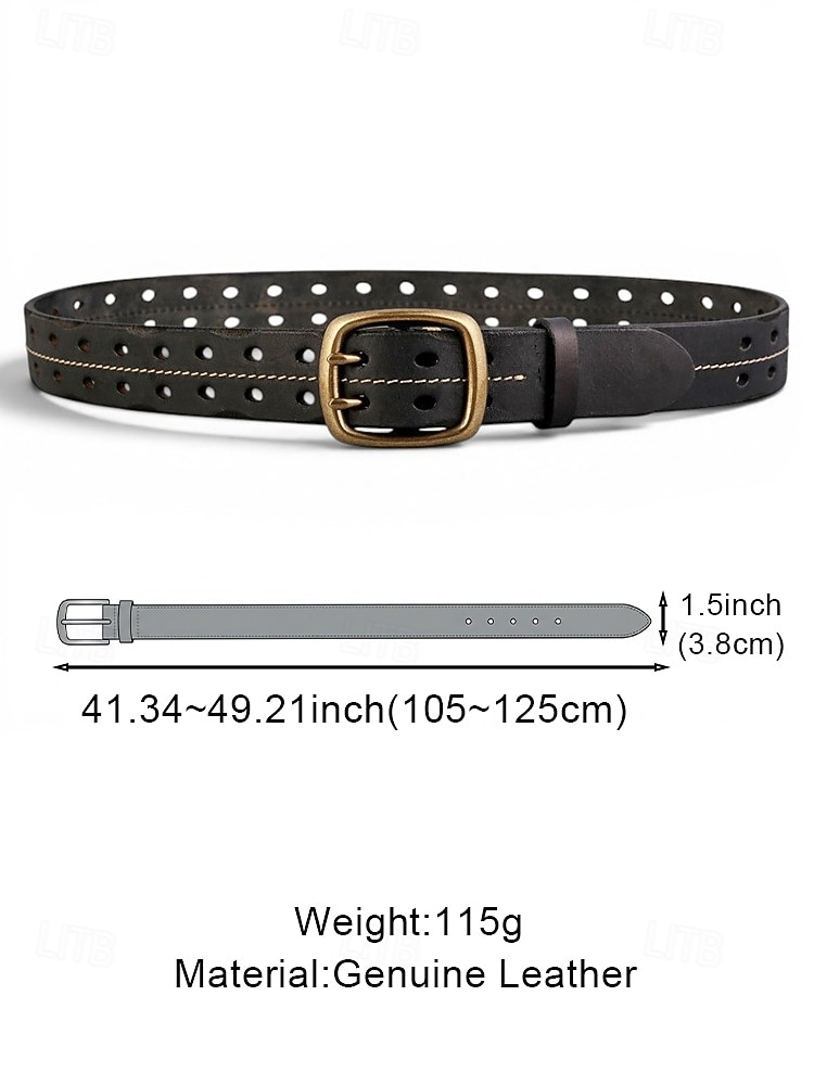 Herenriem van volnerfleer, verstelbare vintage casual riem met dubbele gesp in bruin/koffiezwart, klassieke jeansriem voor dagelijks gebruik, reizen en werk 2026 - $34.99 –P8