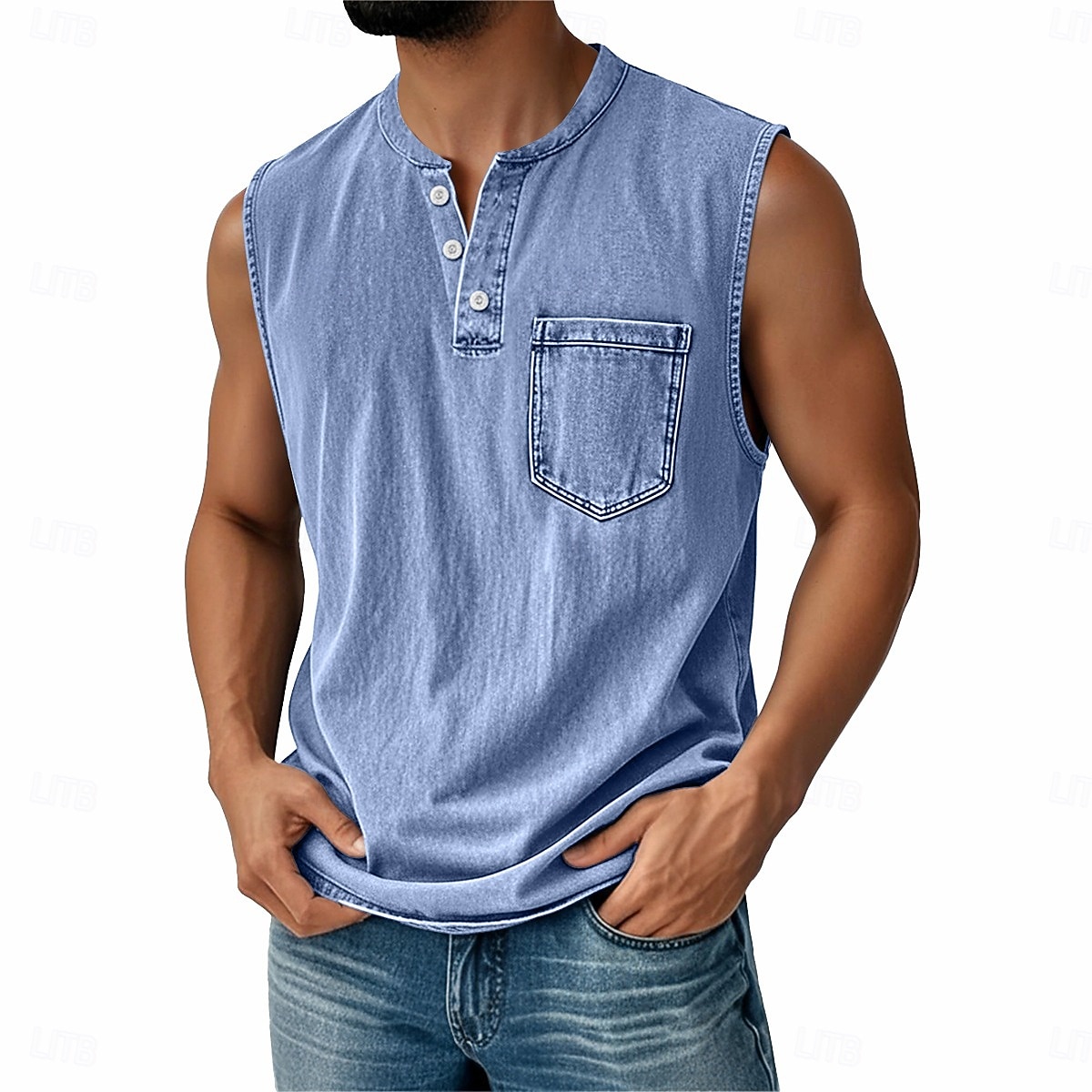 SoftFade™ Men's Vintage Vest Top 100% Cotton Acid Wash Undershirt Sleeveless Henley Shirt Summer Fall Plain Classic Vacation Street Black Top Tee for Men 2026 - $23.99 –P3