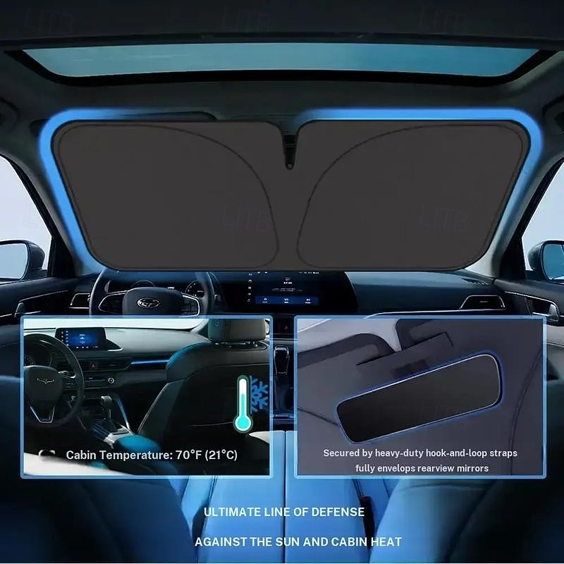 Laserová sluneční clona na čelní sklo auta | Reflexní sluneční clona nabízí maximální ochranu interiéru vozu | Reflexní sluneční clona vhodná pro sedany/SUV a MPV. (57x29,5 palce), Summervibes 2026 - $9.99 –P5