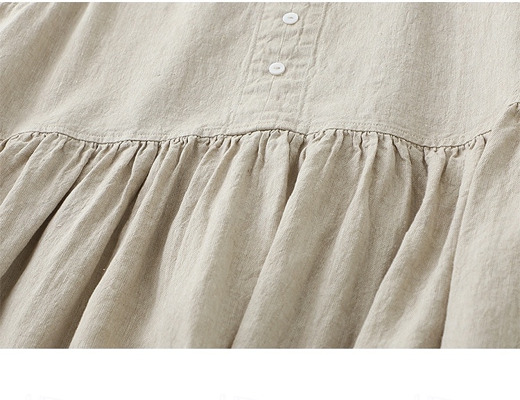 نسائي فستان ميدي 100% Cotton عتيق مناسب للبس اليومي فضفاض صالح سهل بدون كم V رقبة هيذر أخضر عسكري الصيف الربيع 2026 - $18.49 –P15