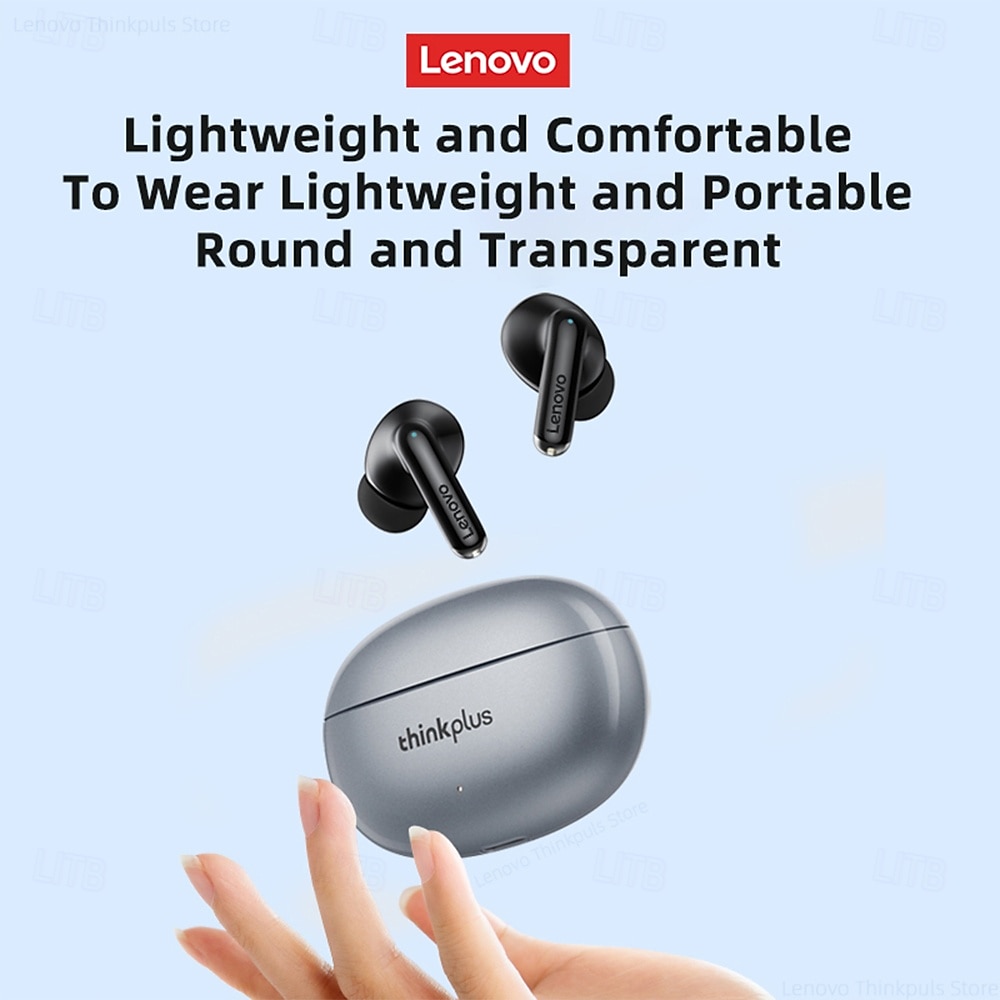 Lenovo thinkplus Wireless Earbuds, Bluetooth 5.3 Headphones with Noise Cancelling, HiFi Stereo TWS In-Ear Earphones with Mic, Charging Case, Sport Earbuds for iPhone and Android, Grey & Black 2026 - $35.99 –P13