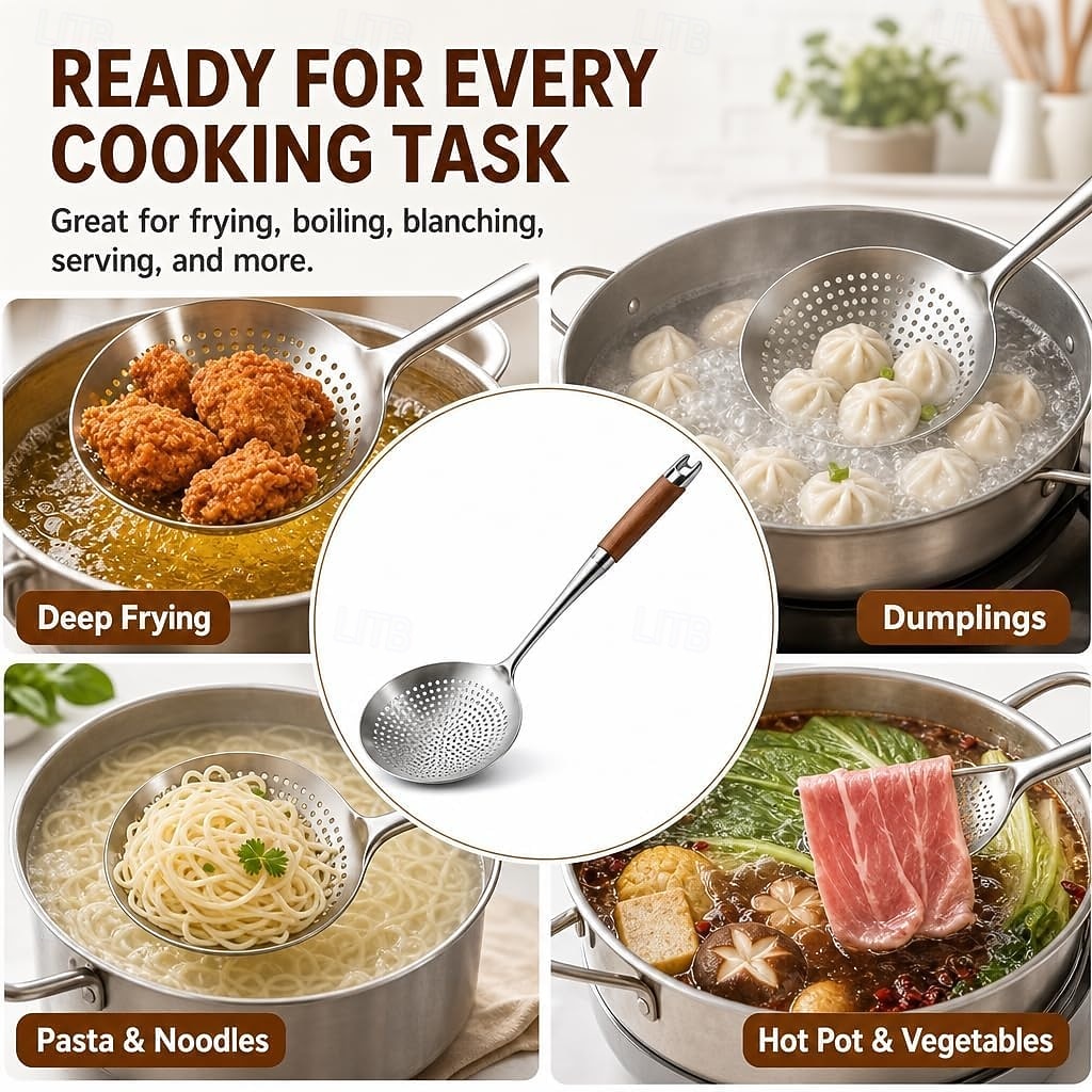 1/2 PCS Wooden Handle Stainless Steel Spider Strainer, 16 Inch Long Handle Deep Fry Skimmer Spoon, Heavy Duty Frying Scoop for French Fries, Pasta, Noodles, Dumplings and Hot Pot, Kitchen Cooking Tool 2026 - $15.49 –P6