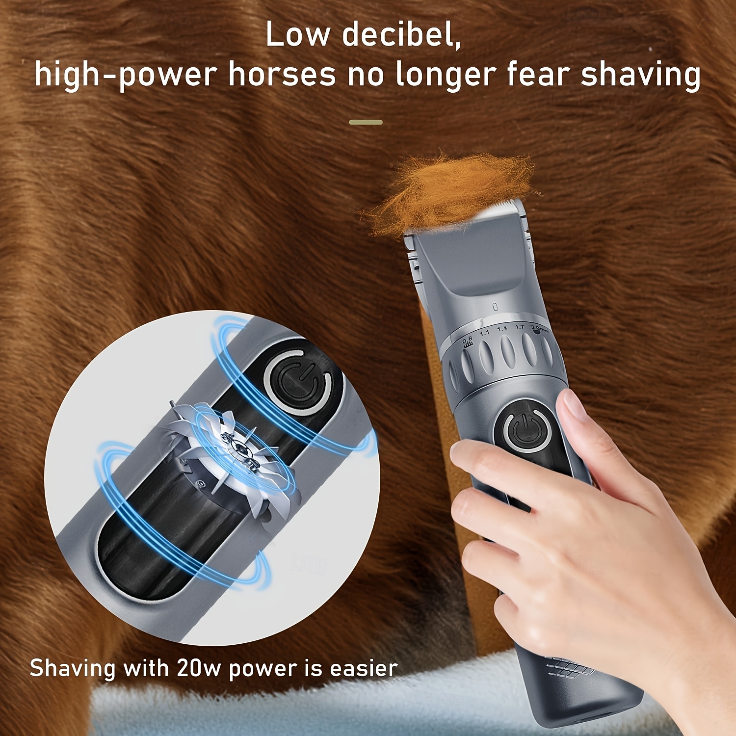Combination size, adjustable razor size, high power, low noise, lightweight, LCD battery display, rechargeable, suitable for large, medium, and small pets as well as horses, electric grooming clipper 2026 - $50.99 –P10