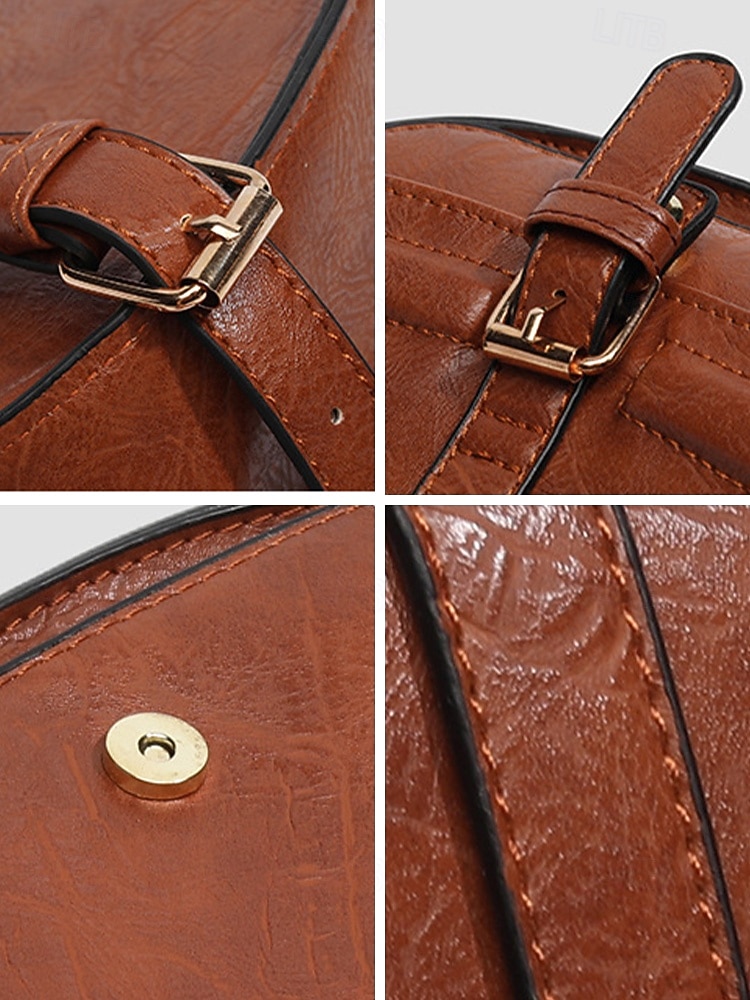 Retro-Umhängetasche aus braunem Kunstleder für Damen im Boho-Vintage-Stil mit verstellbarem Riemen – ideal für Freizeit, Reisen und Sommer. 2026 - $18.99 –P9