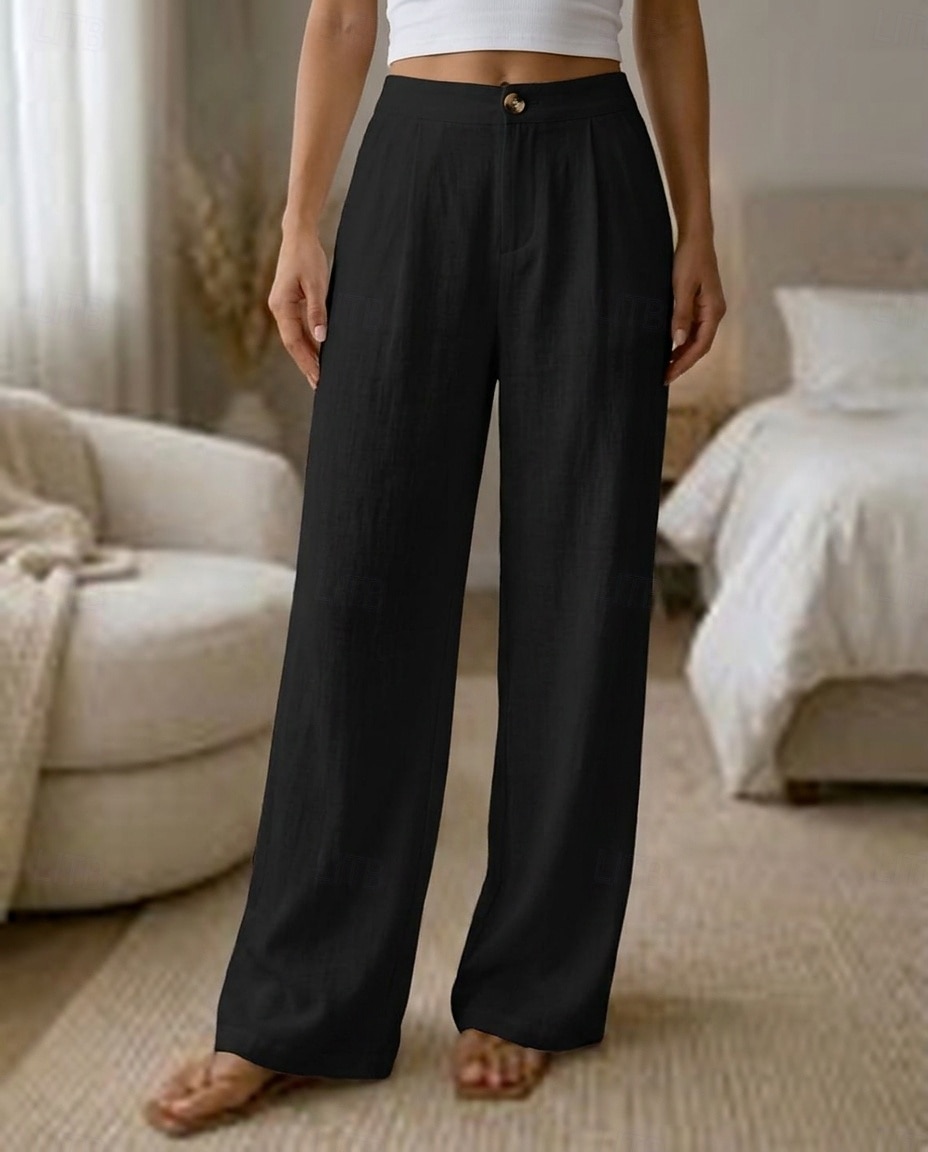 Naisten Leveä reisi Rento arki Täyspitkä Korka vyötärö Tavallinen Hengittävä Mikrojoustava Loma Muodollinen Valkoinen purppura Tumma harmaa Aprikoosi Kesä Kevät Loose Fit 2026 - $26.99 –P7