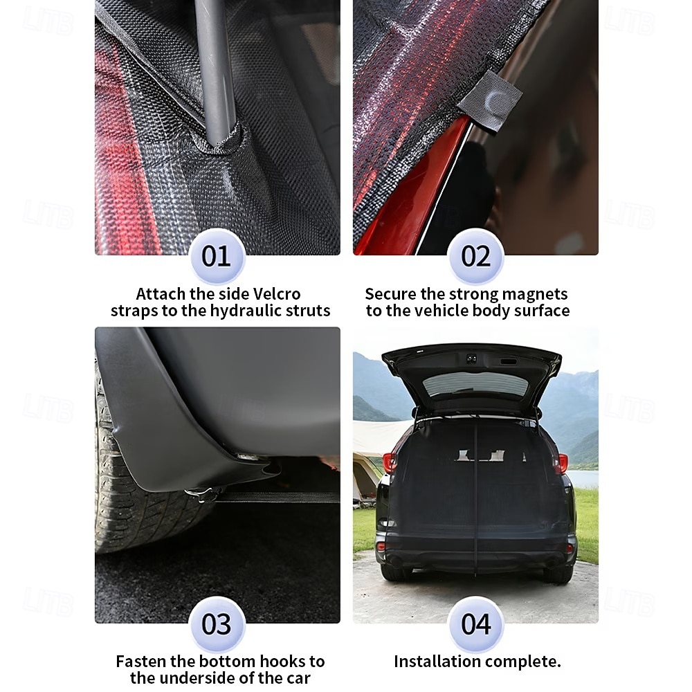 Magnetisch muggennet voor de kofferbak van de auto, geschikt voor zomerkamperen en picknicken, geventileerd anti-muggenscherm voor autoritten, universeel net voor de kofferbak van een SUV, muggennet 2026 - $27.99 –P9