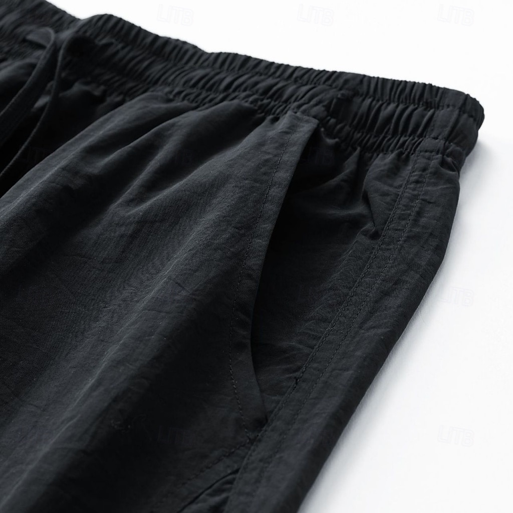 Men's Lightweight Cargo Shorts Comfort Waist Tactical Cargo Shorts Casual Shorts Drawstring Pocket Elastic Waist Plain Quick Dry Knee Length Outdoor Streetwear Daily Wear Fashion Streetwear Black 2026 - $21.99 –P13