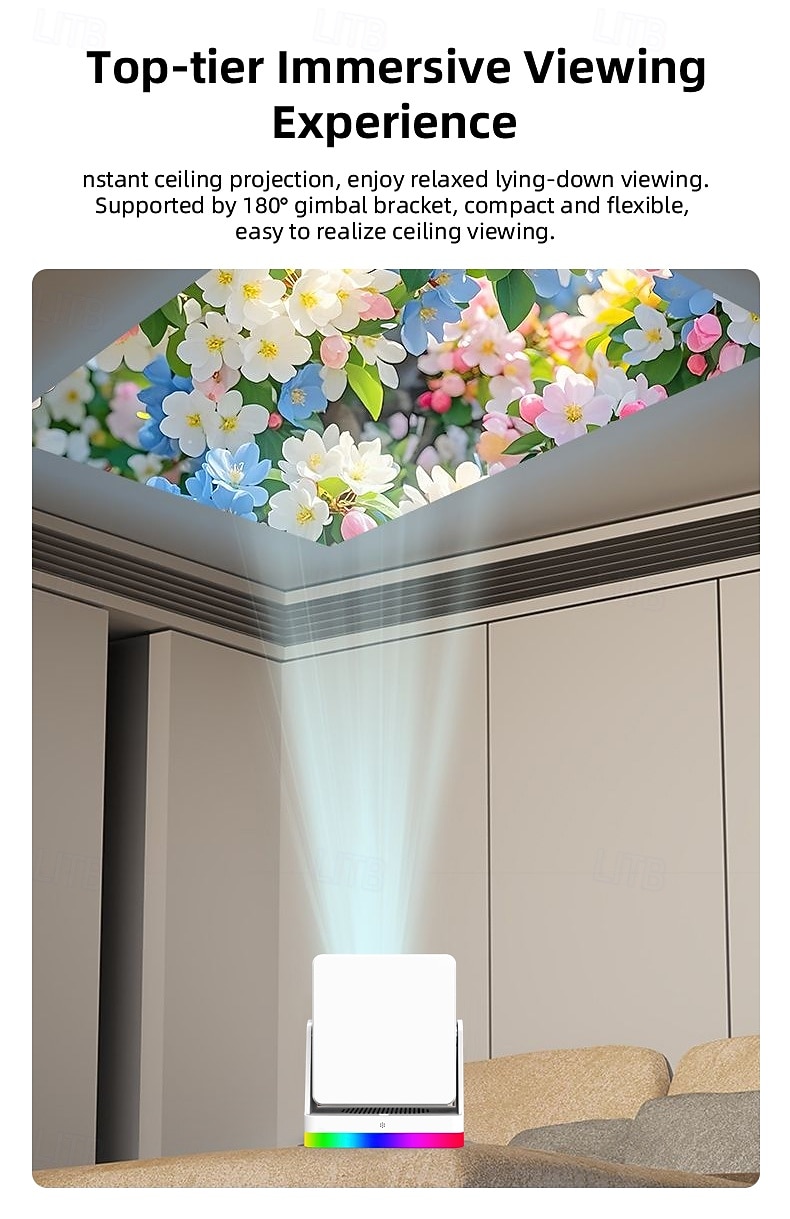 Smart Projector with Auto Focus & Auto Keystone, 720P Native Portable Movie Projector with RGB Ambient Light, Bluetooth Speaker, WiFi Screen Casting, 180° Rotatable Home Theater Projector 2026 - $127.99 –P18
