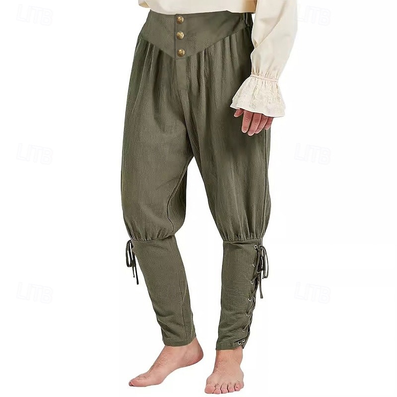 Retrò Vintage Medievale Rinascimento Pantaloni da pirata Pirata Cavaliere Vichingo Cavaliere Celtico Ranger Tinta unita Costume Per uomo Costumi da pirata Fantasia Halloween Carnevale Mascherata del 2026 a $31.99 –P2