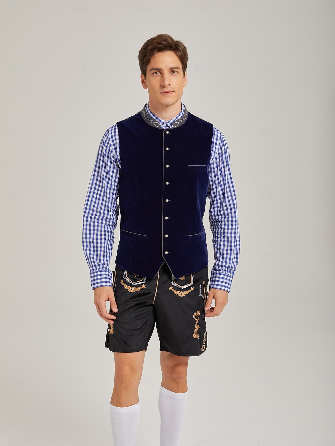 Oktoberfest Trachten Waistcoat Traditional Bavarian Vest Embroidery Velvet Stand Collar Mandarin Collar German Alpine Heritage Wiesn Men's Carnival Beer Festival Traditional Style Cloth 2026 - $69.99 –P1