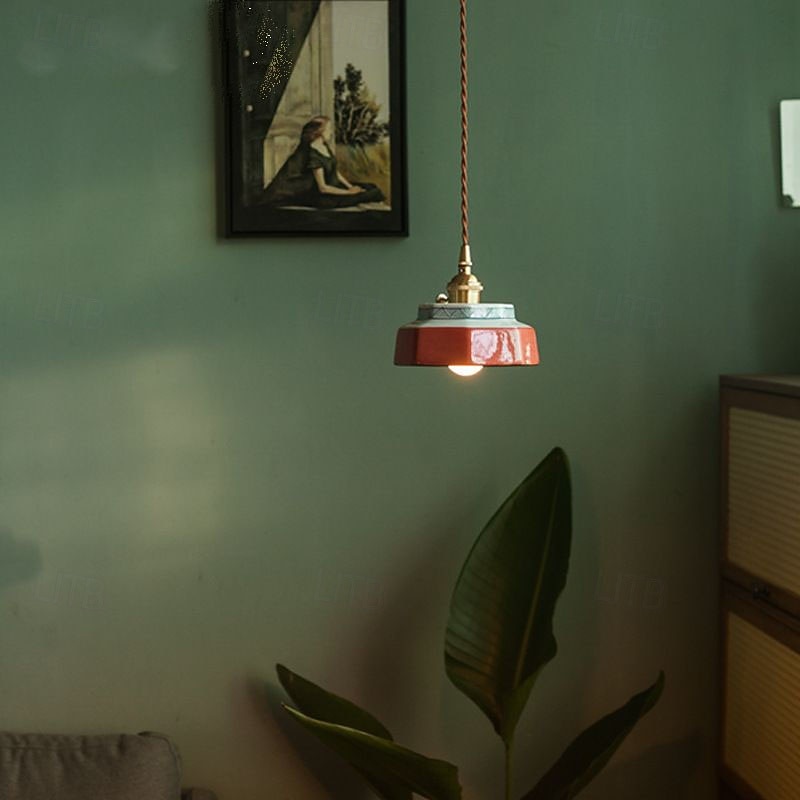 Mała lampa wisząca z zielonego szkła, niebiesko-białej porcelany, czerwona ceramiczna lampa wisząca, nowoczesna lampa nordycka do jadalni, sypialni, kuchni, wyspy, domu wiejskiego, kawiarni 2026 - $156.99 –P7