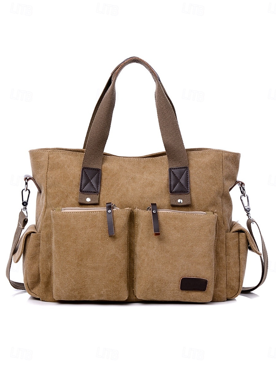 Men's Canvas Multi-Pocket Large Capacity Tote Messenger Bag, Adjustable Shoulder Strap Casual Work Travel Crossbody Bag, Multi-Color Utility Shoulder Bag for Daily Commute 2026 - $29.99 –P4