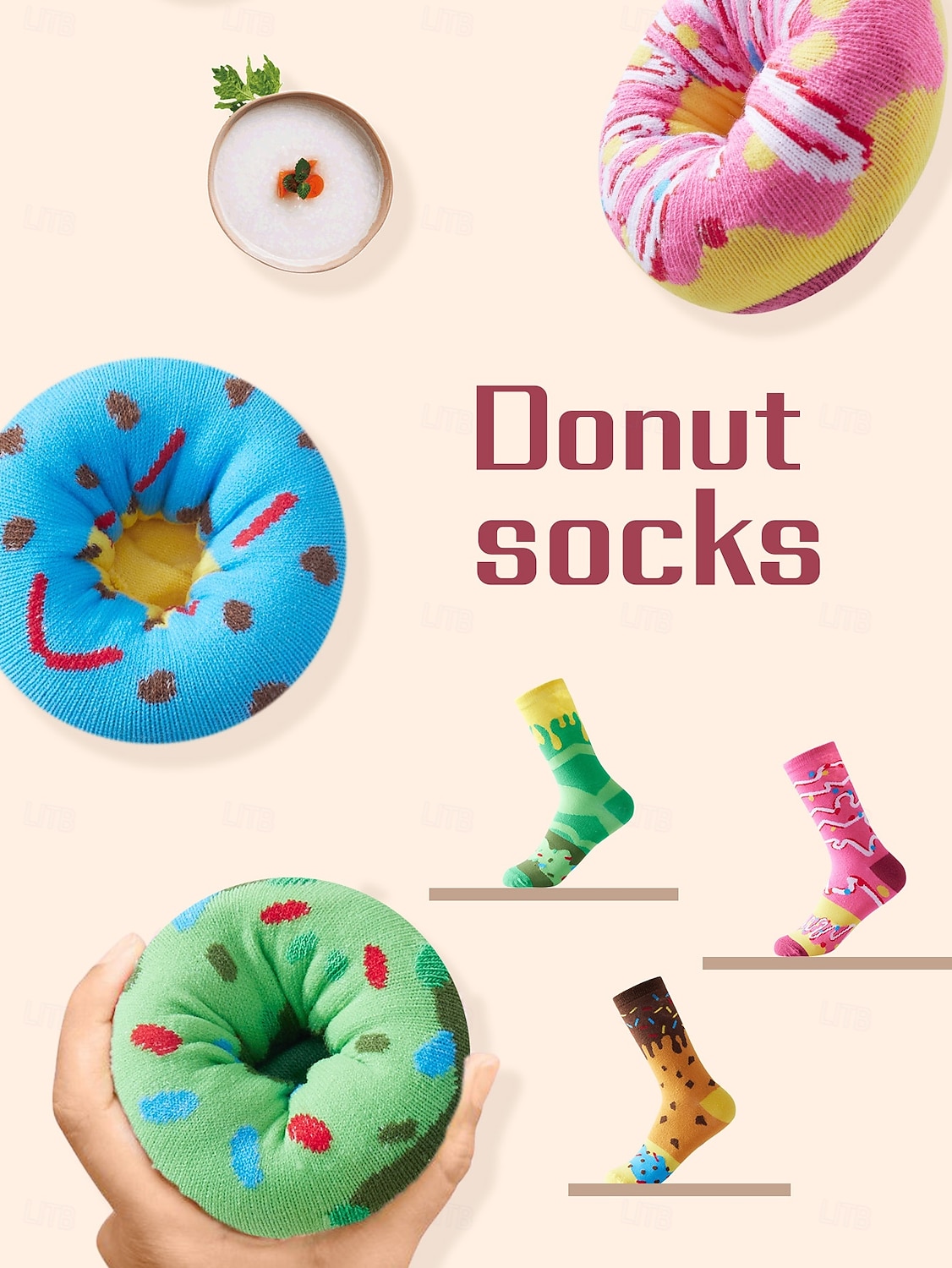 3 Pairs Novelty Donut Socks for Women Men, Funny Colorful Doughnut Patterned Cotton Crew Socks, Unique Foodie Gifts for Birthday Christmas, Creative Gag Gift for Donut Lovers, Stocking Stuffer 2026 - $17.99 –P8