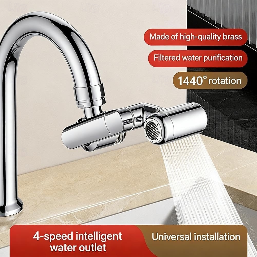 1080° drehbarer Wasserhahnaufsatz mit nach oben gerichtetem Gesichtsnebel, 4 Wassermodi, Spülbecken-Luftsprudler mit integriertem Filter, Messing-Armaturenaufsatz mit Roboterarm, universeller 2026 - $25.99 –P4
