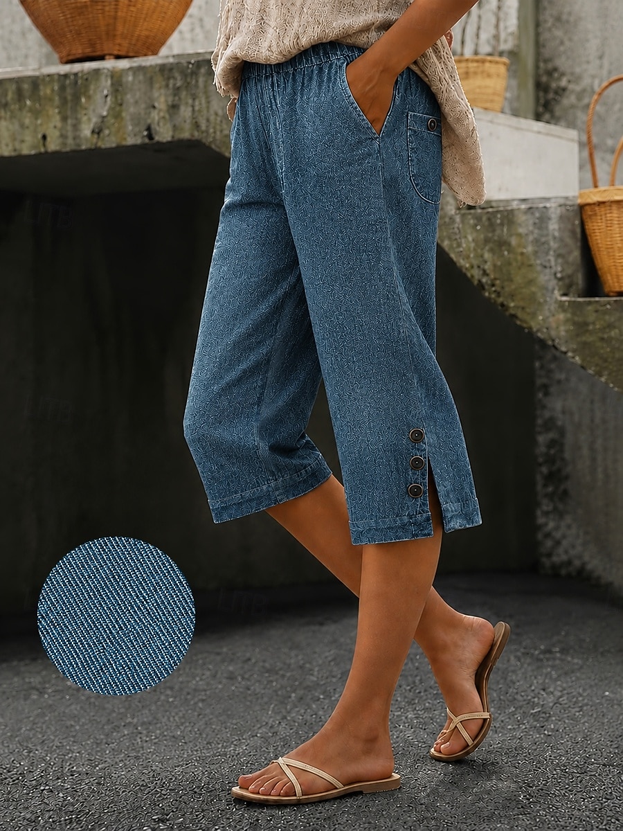 Women's Jeans Denim Vacation Basic Short High Waist Solid Color Comfort High Elasticity Vacation Daily Wear Black Dark Navy Sky Blue Summer Spring Regular Fit 2026 - $21.99 –P4