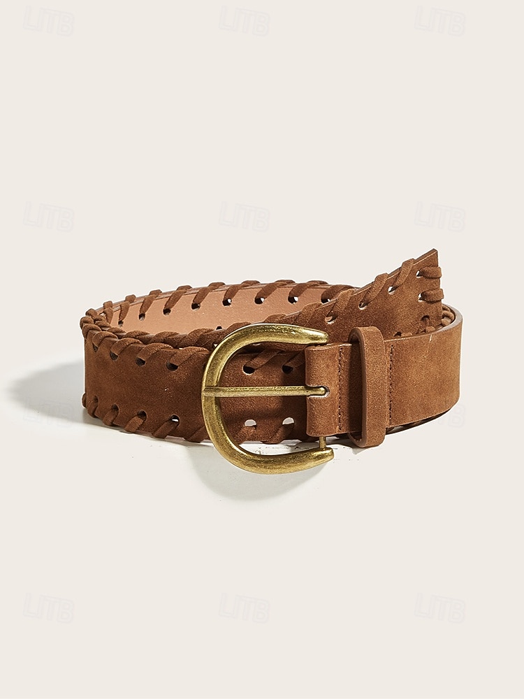 Damesriem van gevlochten imitatieleer met verstelbare tailleband in bruin en koffiebruin, een zomeraccessoire voor jurken, broeken met hoge taille, casual, vakantie-, reis- en dagelijkse kleding. 2026 - $11.99 –P5