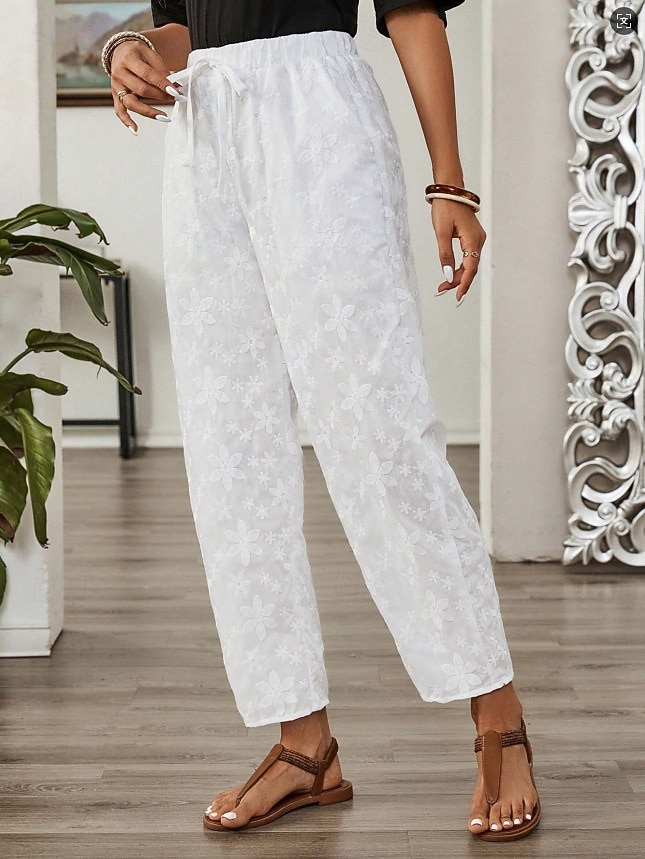 Per donna Pantaloni casual Pantaloni Estivi Pantaloni Corti Vacanza Essenziale Casual Lunghezza alla caviglia Vita Alta Semplice Ricamato Tasca Fascia Elastica Comodo Comodità Morbido Inelastico del 2026 a $37.99 –P6
