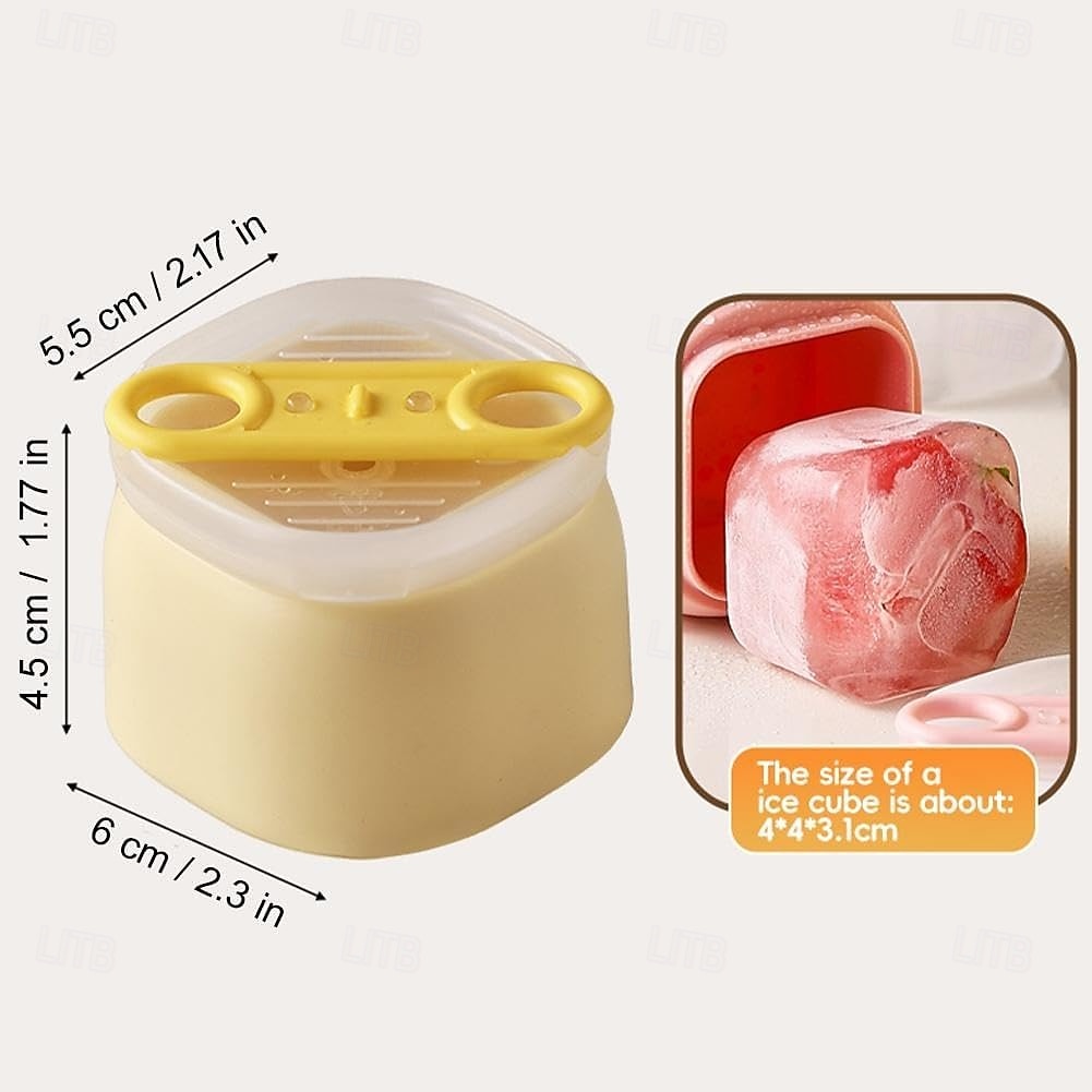 4 Pcs Silicone Ice Cube Trays with Lids and Popsicle Sticks, Large Ice Cube Mold, Easy Release Stackable Ice Maker for Whiskey, Bourbon, Cocktails, Iced Coffee, Juice, Smoothies, Homemade Popsicles 2026 - $12.99 –P5