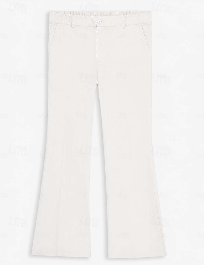 Men's Trousers Dress Pants Bell Bottom Flared Pants Suit Pants Pocket Elastic Waist Plain Comfort Soft Full Length Daily Outdoor Going out Fashion Casual White Khaki Micro-elastic 2026 - $29.99 –P7