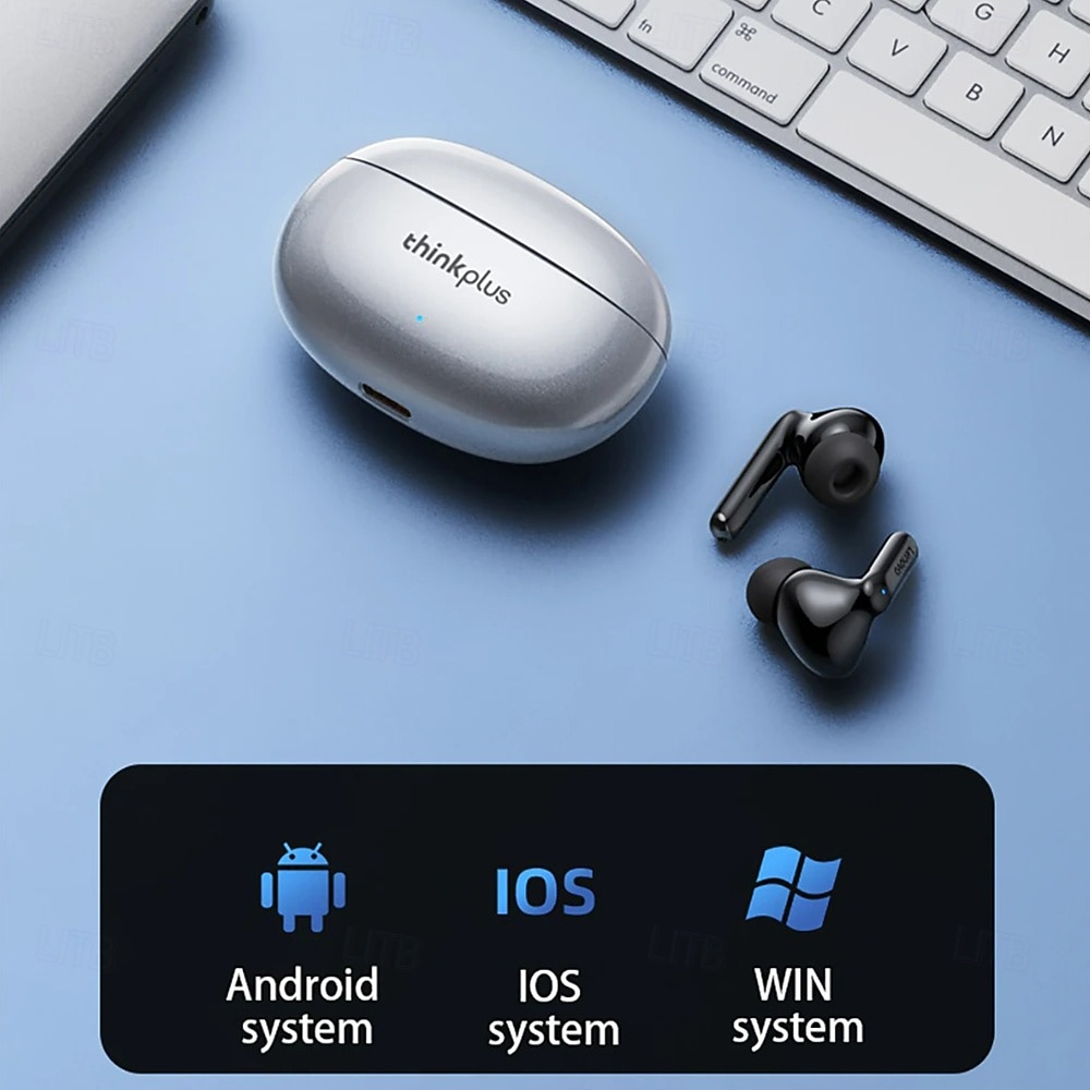 Lenovo thinkplus Wireless Earbuds, Bluetooth 5.3 Headphones with Noise Cancelling, HiFi Stereo TWS In-Ear Earphones with Mic, Charging Case, Sport Earbuds for iPhone and Android, Grey & Black 2026 - $35.99 –P8