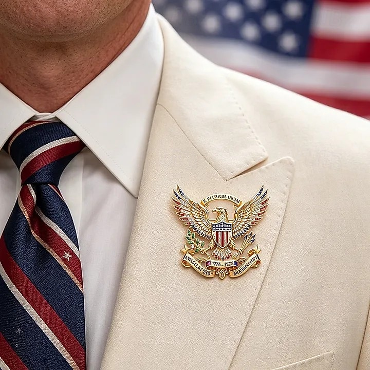 Anstecknadel zum 250. Jahrestag der USA, patriotische Anstecknadel mit amerikanischem Adler, Gedenkbrosche mit Strasssteinen (1776–2026), Schmuckaccessoire zum Unabhängigkeitstag der USA für Damen und 2026 - $12.99 –P3