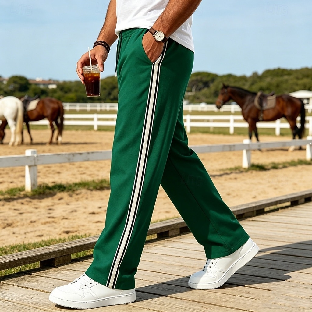 Hombre Pantalones Pantalones casuales Pantalones anchos Correa Bolsillo Cintura elástica A Rayas Comodidad Suave Casual Diario Exterior Vacaciones Moda Caqui Negro Microelástico 2026 - $21.99 –P5
