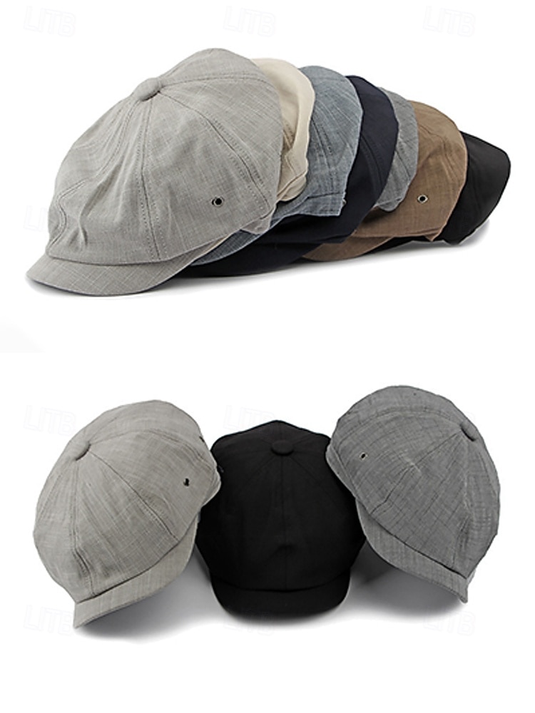 Gorra ligera de verano para hombre, gorra de estilo newsboy de poliéster y algodón transpirable con ajuste elástico, gorra plana clásica para conducir, ideal para golf, viajes y actividades al aire 2026 - $14.99 –P5