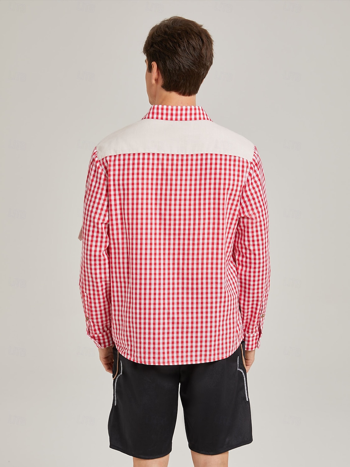 Oktoberfest Trachten shirts Rood geruit patroon Vetersluiting aan de voorkant Bavarian Duits Erfenis Weiden Voor heren Carnaval Bierfestival Doek in traditionele stijl 2026 - $65.99 –P8